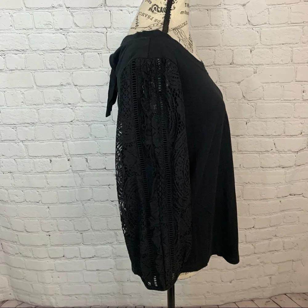 Anthropologie Nina lace sleeves Top size Small balloon sleeve 100% cotton - Picture 5 of 11